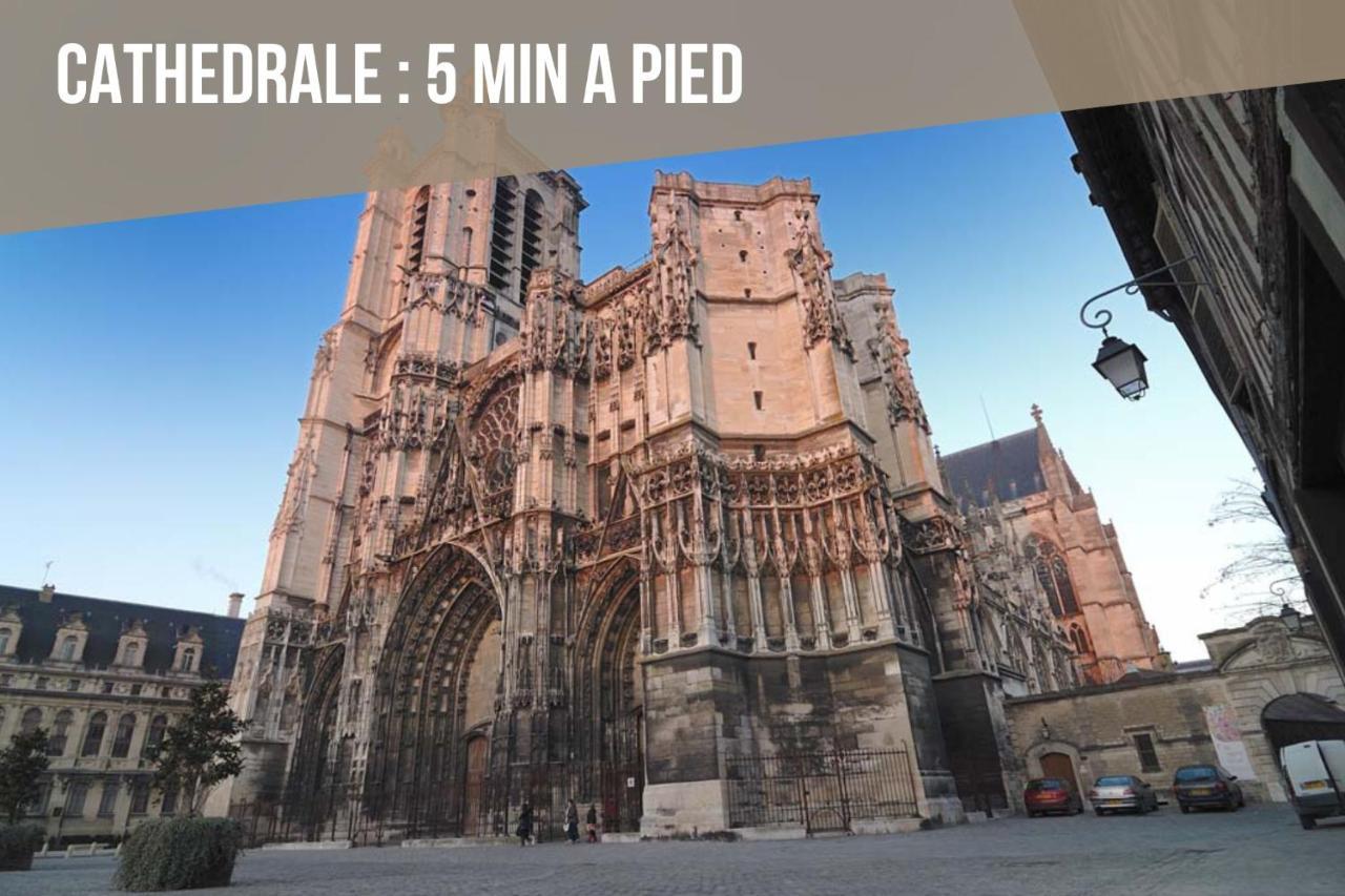 Quartier Cathedrale Centre, Wifi Et Parking - Zen Appart Troyes Buitenkant foto